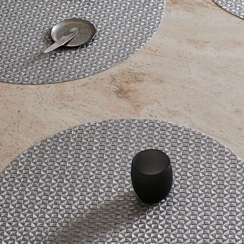 Origami Tabletop by Chilewich, showing origami tabletops in live shot.