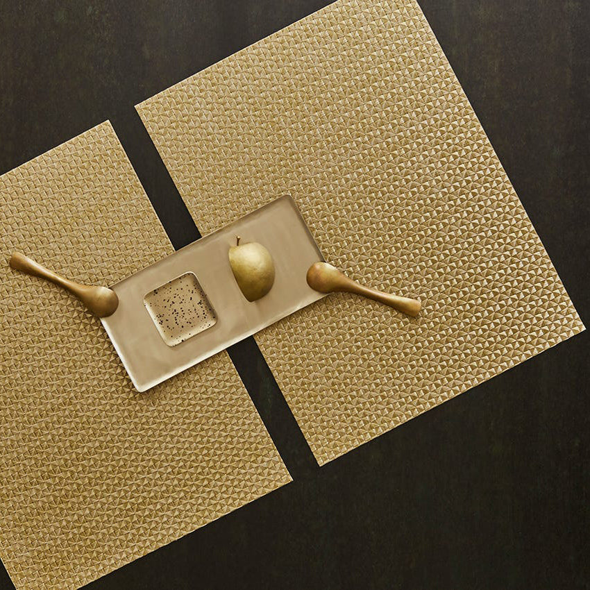 Origami Tabletop by Chilewich, showing origami tabletops in live shot.