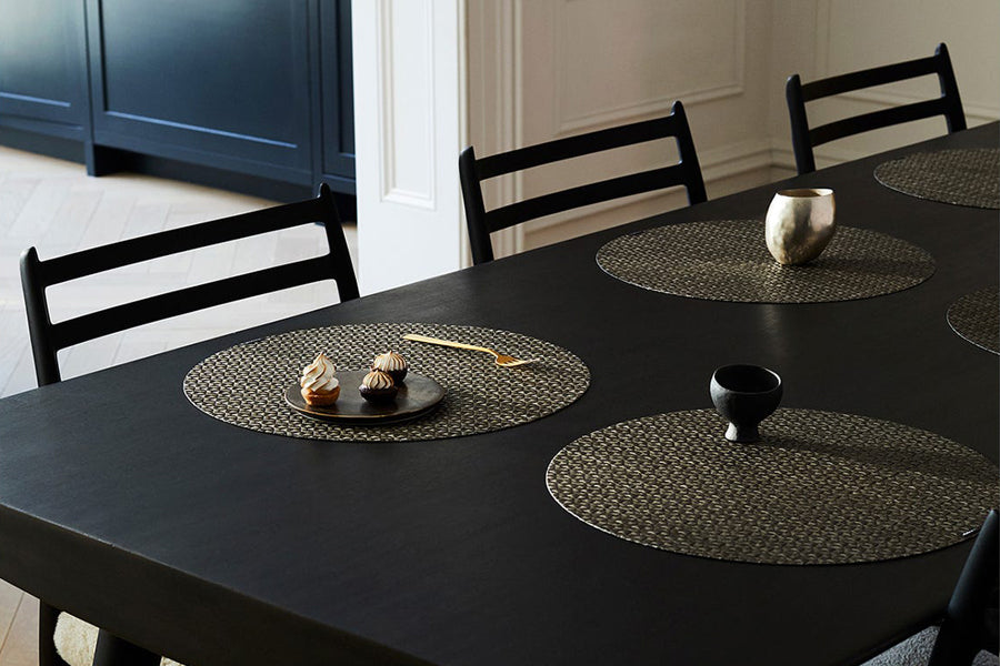 Origami Tabletop by Chilewich, showing origami tabletops in live shot.