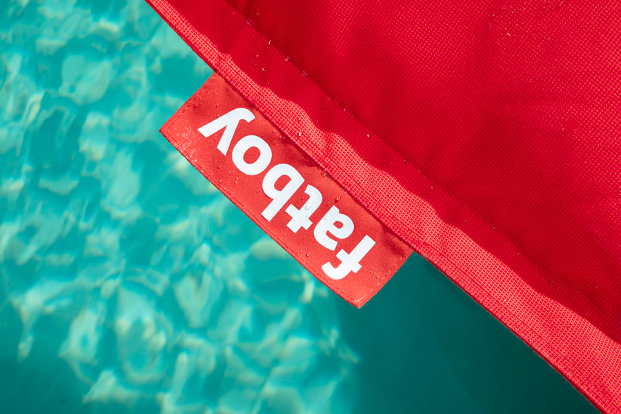 Original Floatzac lounge Bean Bag by Fatboy, showing closeup view of original floatzac lounge bean bag in live shot.