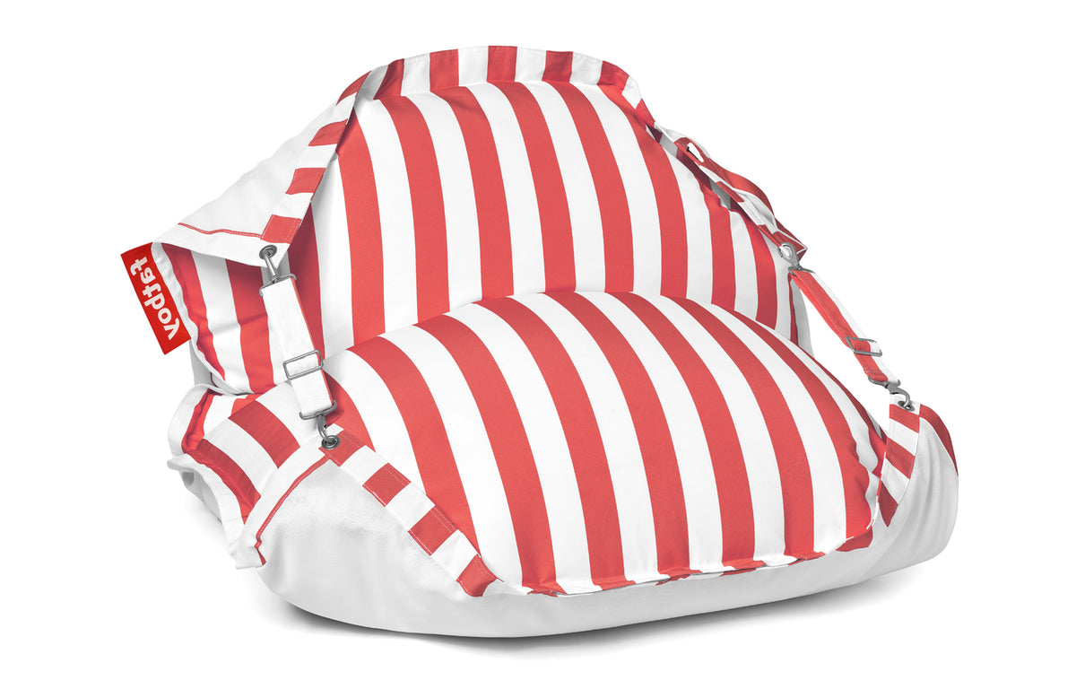 Original Floatzac lounge Bean Bag by Fatboy - Red Stripe Sunbrella Fabric.