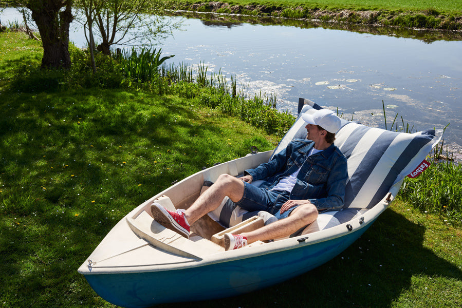 Original Outdoor Bean Bag by Fatboy, showing original outdoor bean bag in live shot.