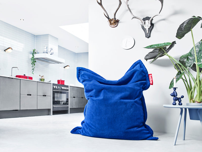 Original Slim Teddy Bean Bag by Fatboy, showing original slim teddy bean bag in live shot.