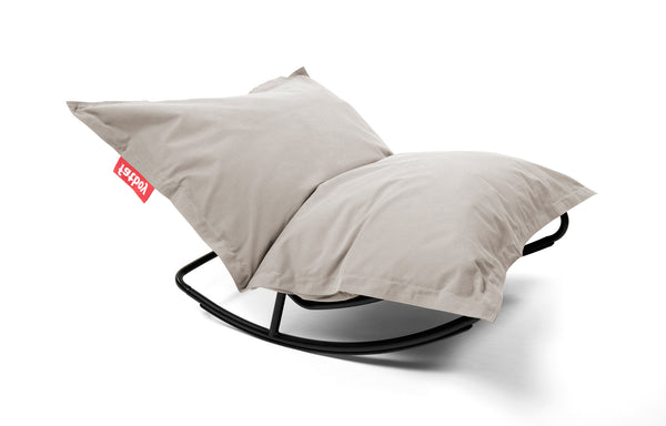 Original Stonewashed Bean Bag by Fatboy - Silver Grey Cotton Fabric + Rocker.