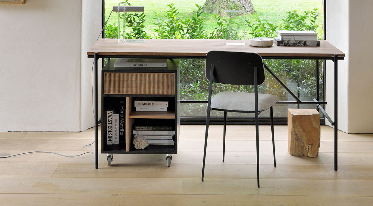 Oscar Drawer Unit by Ethnicraft, showing teak drawer unit drawer in live shot.