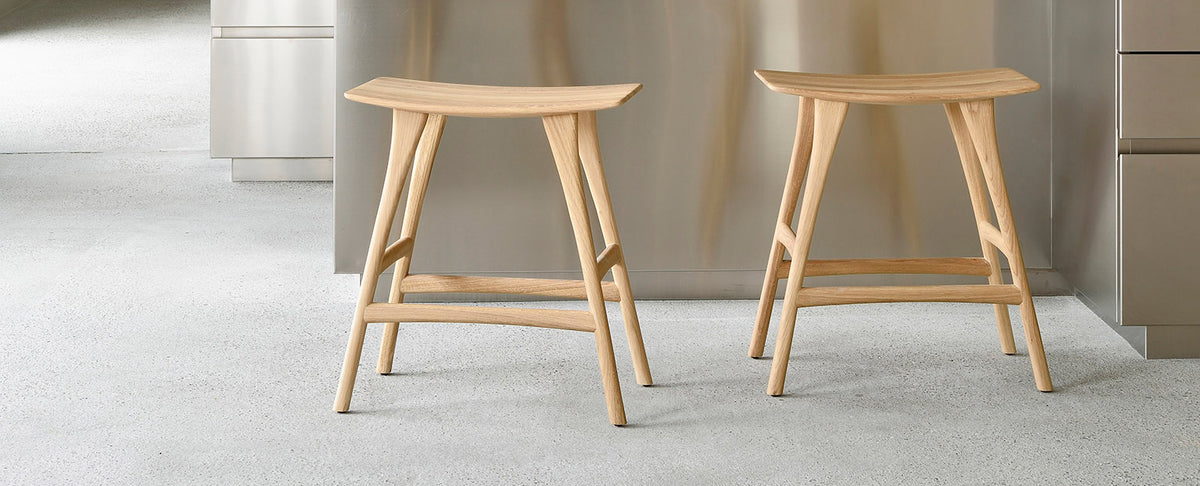 Osso Stool by Ethnicraft, showing osso stools in live shot.