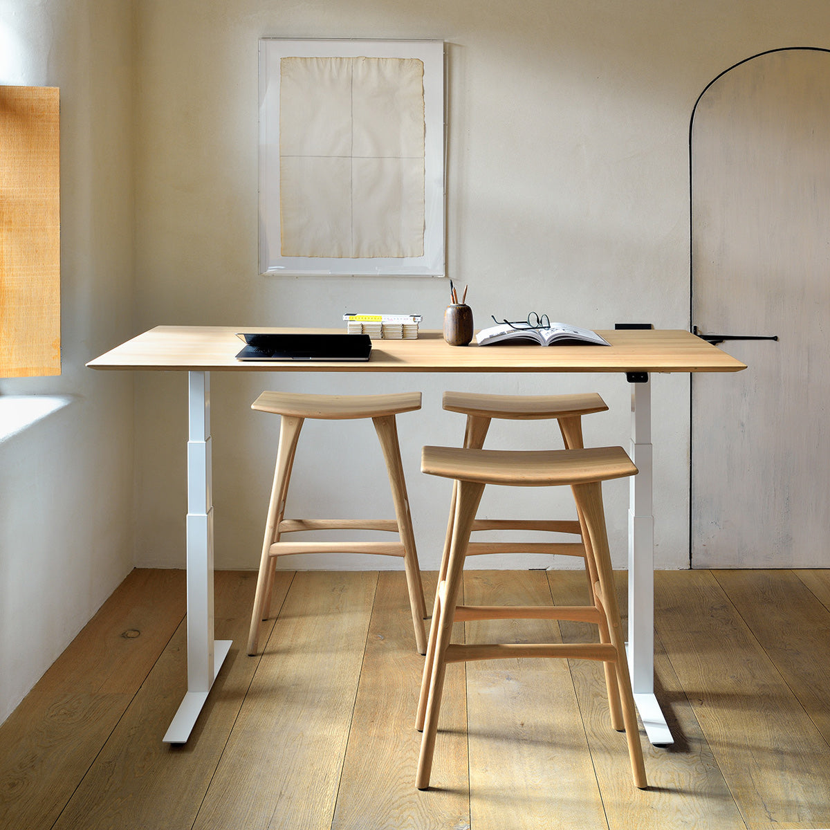 Osso Stool by Ethnicraft, showing osso stools in live shot.
