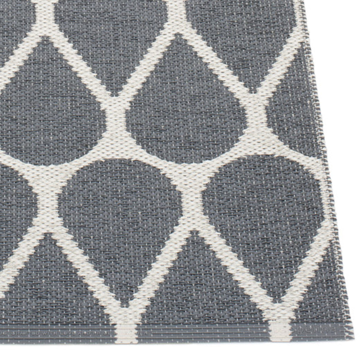 Otis Granit & Fossil Grey Runner Rug by Pappelina, showing closeup view of otis granit & fossil grey runner rug.