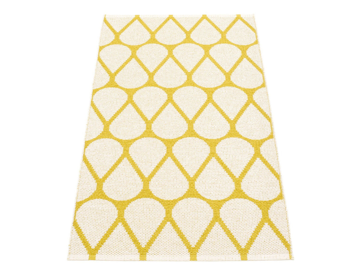 Otis Mustard & Vanilla Runner Rug by Pappelina, shwoing back view of otis mustard & vanilla runner rug.