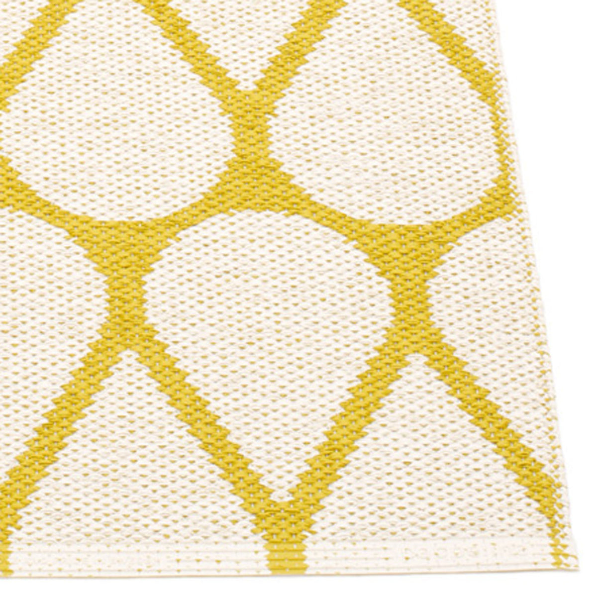Otis Mustard & Vanilla Runner Rug by Pappelina, shwoing closeup view of otis mustard & vanilla runner rug.