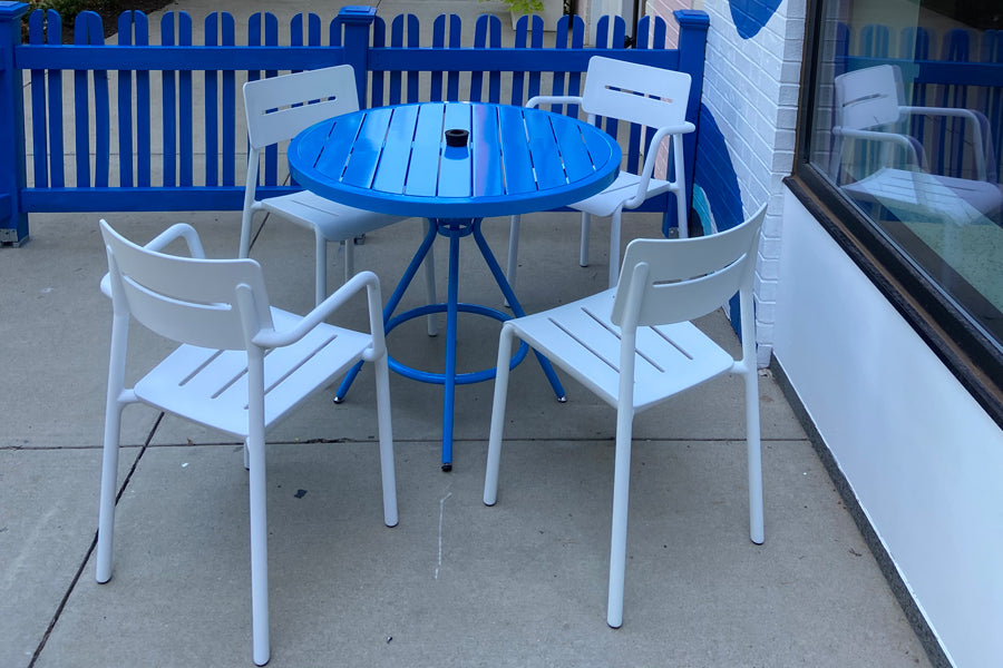 Outo Arm Chair by Toou, showing outo lounge chairs in live shot.