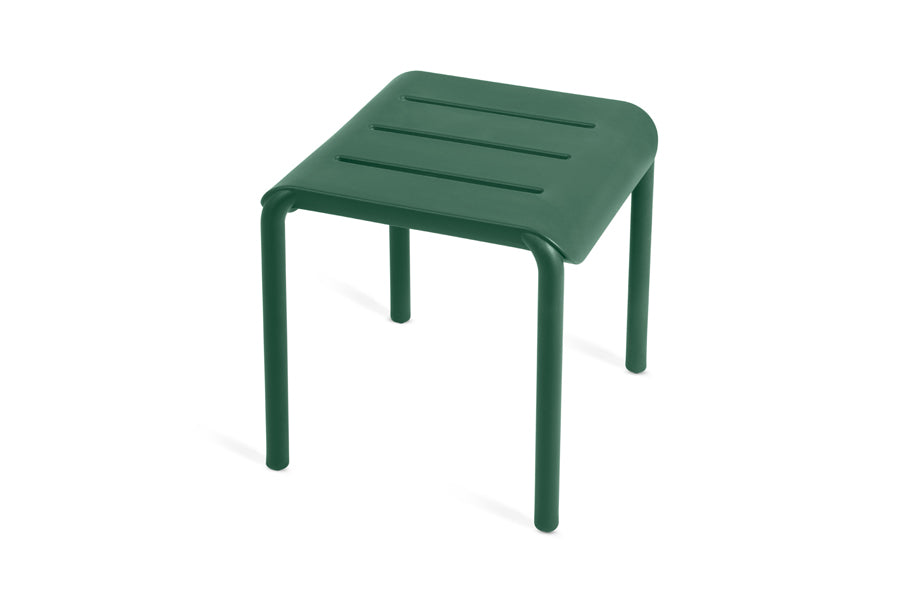 Outo Hocker Side Table by Toou, showing top view of outo hocker side table in dark green.