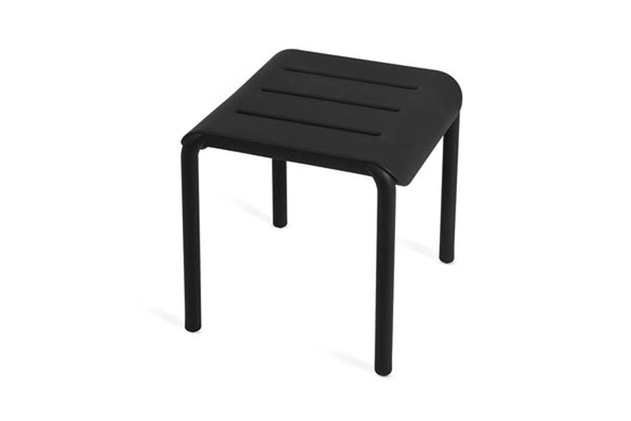 Outo Hocker Side Table by Toou, showing top view of outo hocker side table in black.