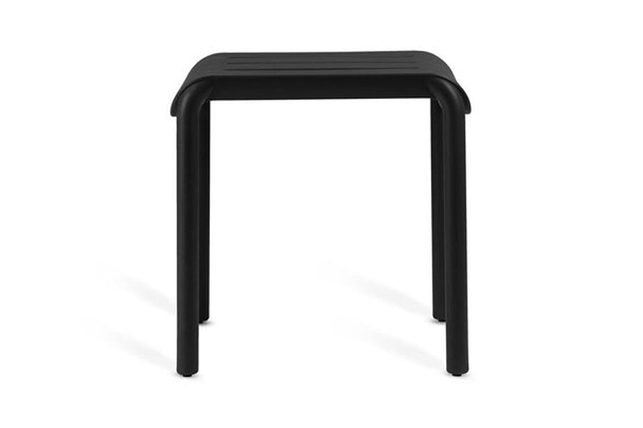 Outo Hocker Side Table by Toou, showing side view of outo hocker side table in black.