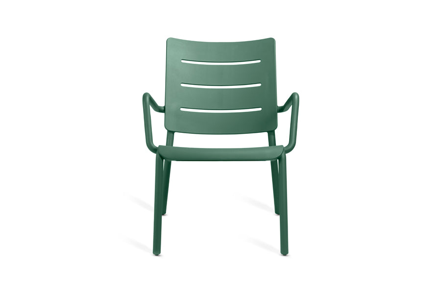Outo Lounge Chair by Toou, showing front view of outo lounge chair in dark green.