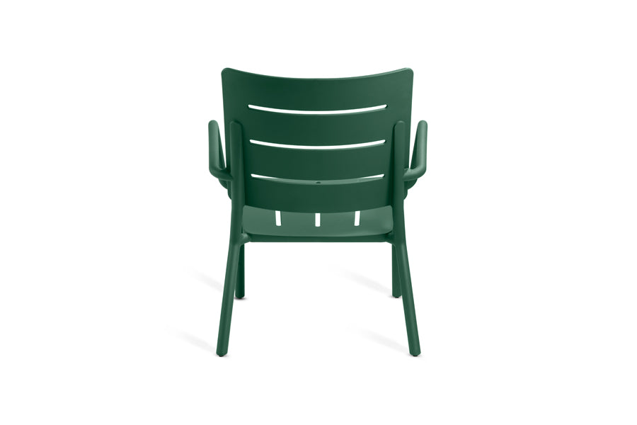 Outo Lounge Chair by Toou, showing back view of outo lounge chair in dark green.