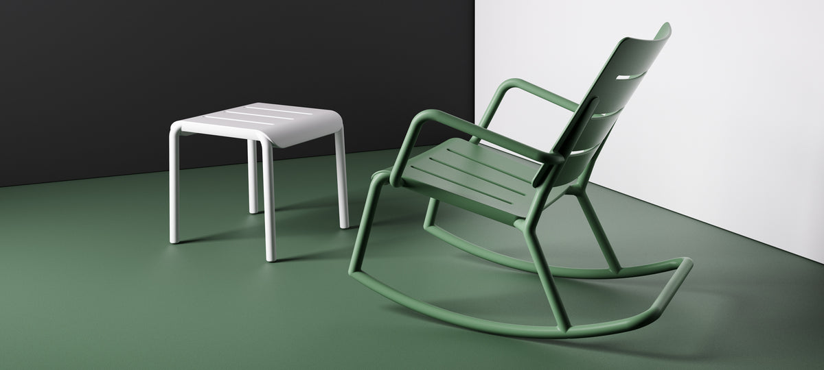 Outo Rocking Chair by Toou, showing outo rocking chair in live shot.