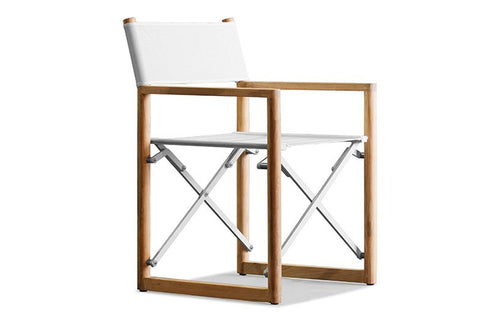 Pacific Folding Chair by Harbour - Natural Teak Wood + Batyline White.