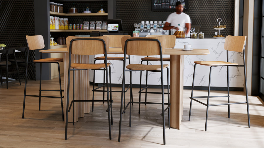Paloma Stool by Kollektiff, showing paloma stools in live shot.