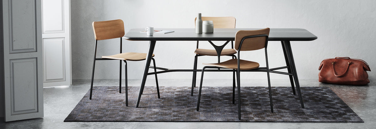 Paloma Dining Chair by Kollektiff, showing paloma dining chairs with table in live shot.