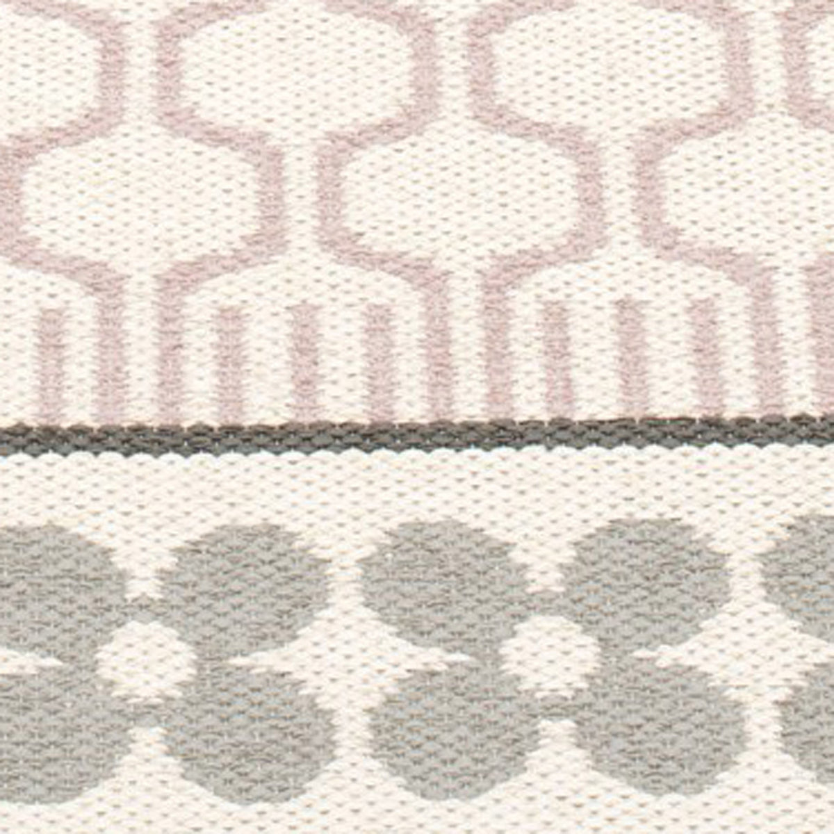 Asta Pale Rose Runner Rug by Pappelina, showing closeup view of asta pale rose runner rug.