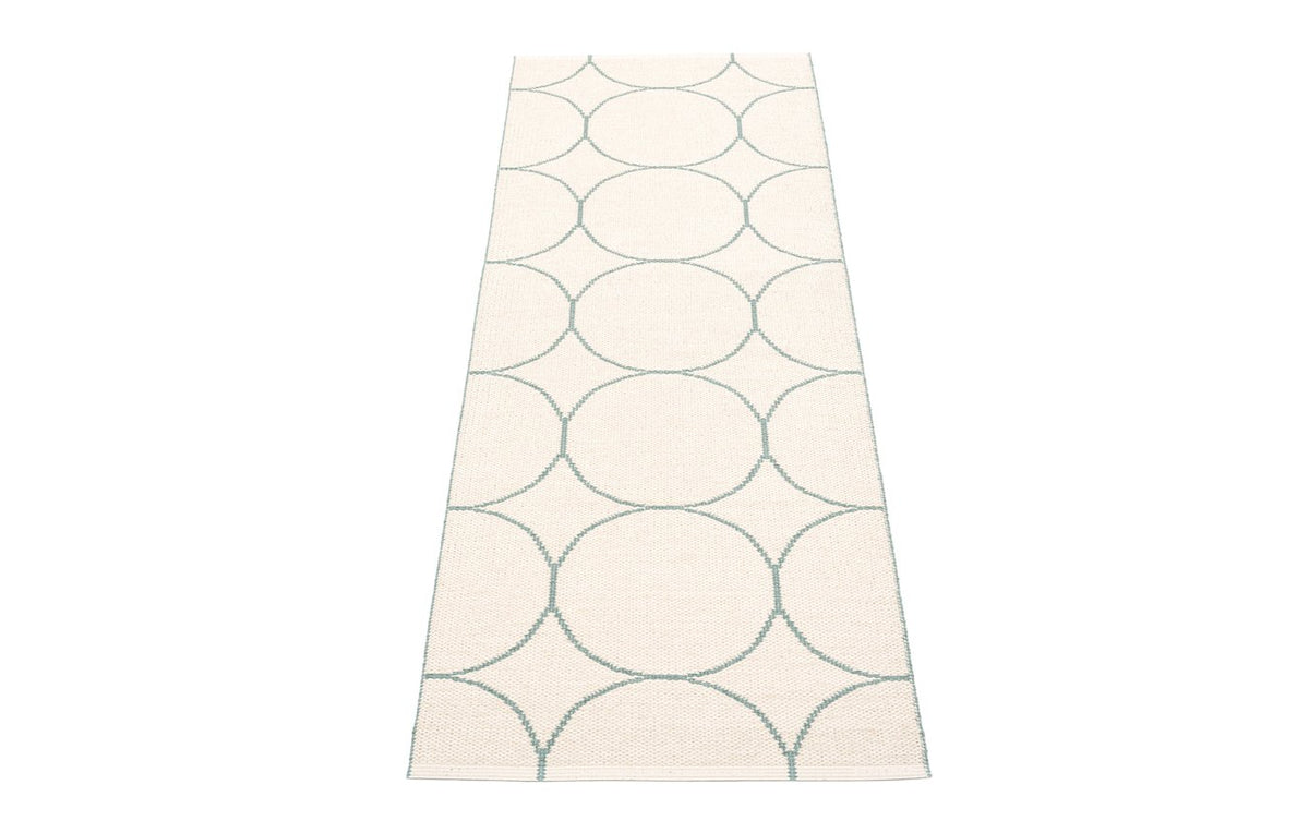 Boo Haze & Vanilla Runner Rug by Pappelina, showing back view of boo haze & vanilla runner rug.