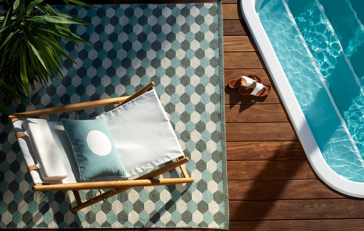 Dana Army & Pale Turquoise & Vanilla Runner Rug by Pappelina, showing dana army & pale turquoise & vanilla runner rug in live shot.