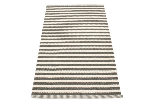 Duo Charcoal & Vanilla Rug by Pappelina, showing front view of duo charcoal & vanilla rug.
