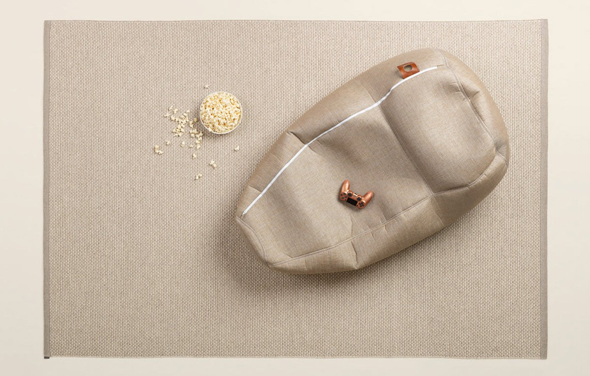 Effi Mud Runner Rug by Pappelina, showing top view effi mud runner rug in studio shot.