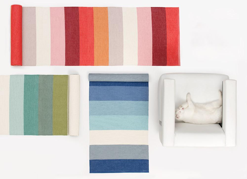 Molly Ocean Grey Runner Rug by Pappelina, showing molly ocean grey runner rug in live shot.