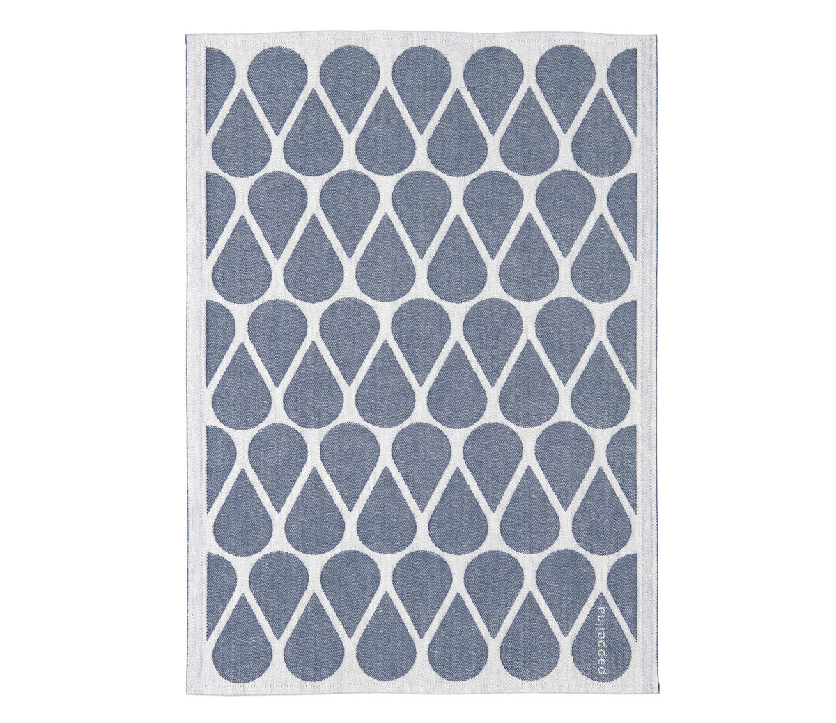 Otis Kitchen Towel by Pappelina, showing front view of otis blue kitchen towel.