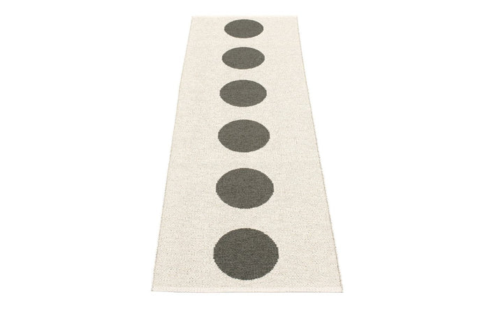 Vera Charcoal & Vanilla Runner Rug by Pappelina, showing back view of vera charcoal & vanilla runner rug.