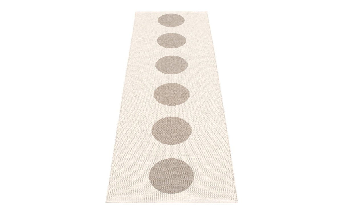 Vera Mud & Vanilla Runner Rug by Pappelina, showing back view of vera mud & vanilla runner rug.