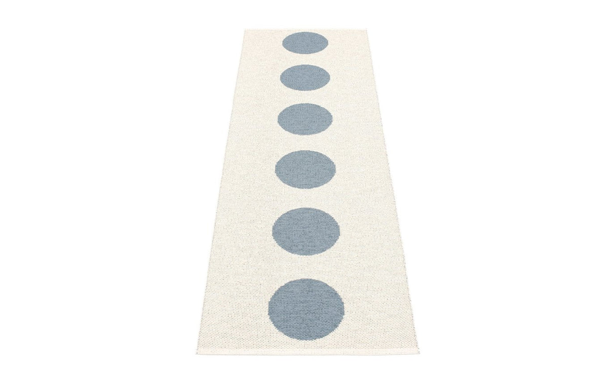 Vera Storm & Vanilla Runner Rug by Pappelina, showing back view of vera storm & vanilla runner rug