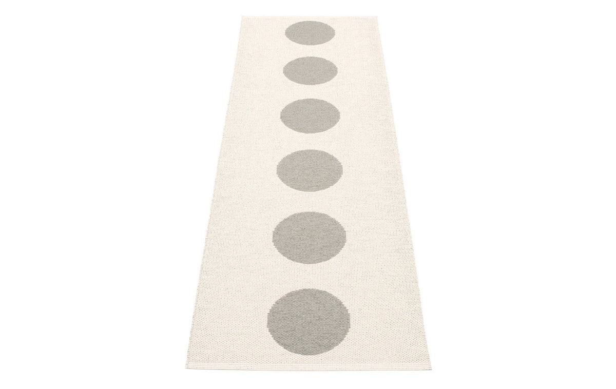 Vera Warm Grey & Vanilla Runner Rug by Pappelina, showing back view of vera warm grey & vanilla runner rug