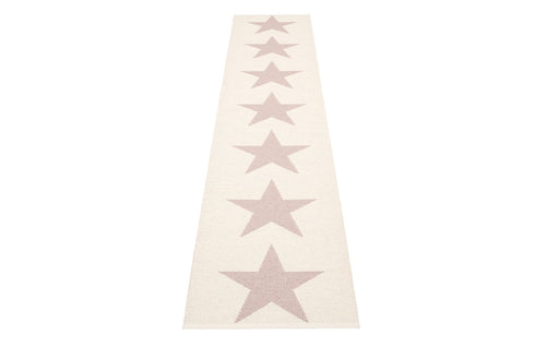 Viggo One Pale Rose & Vanilla Runner Rug by Pappelina, showing back view of viggo one pale rose & vanilla runner rug