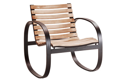 Parc Rocking Chair by Cane-Line - Teak/Lava Grey Powder Coated Aluminum.