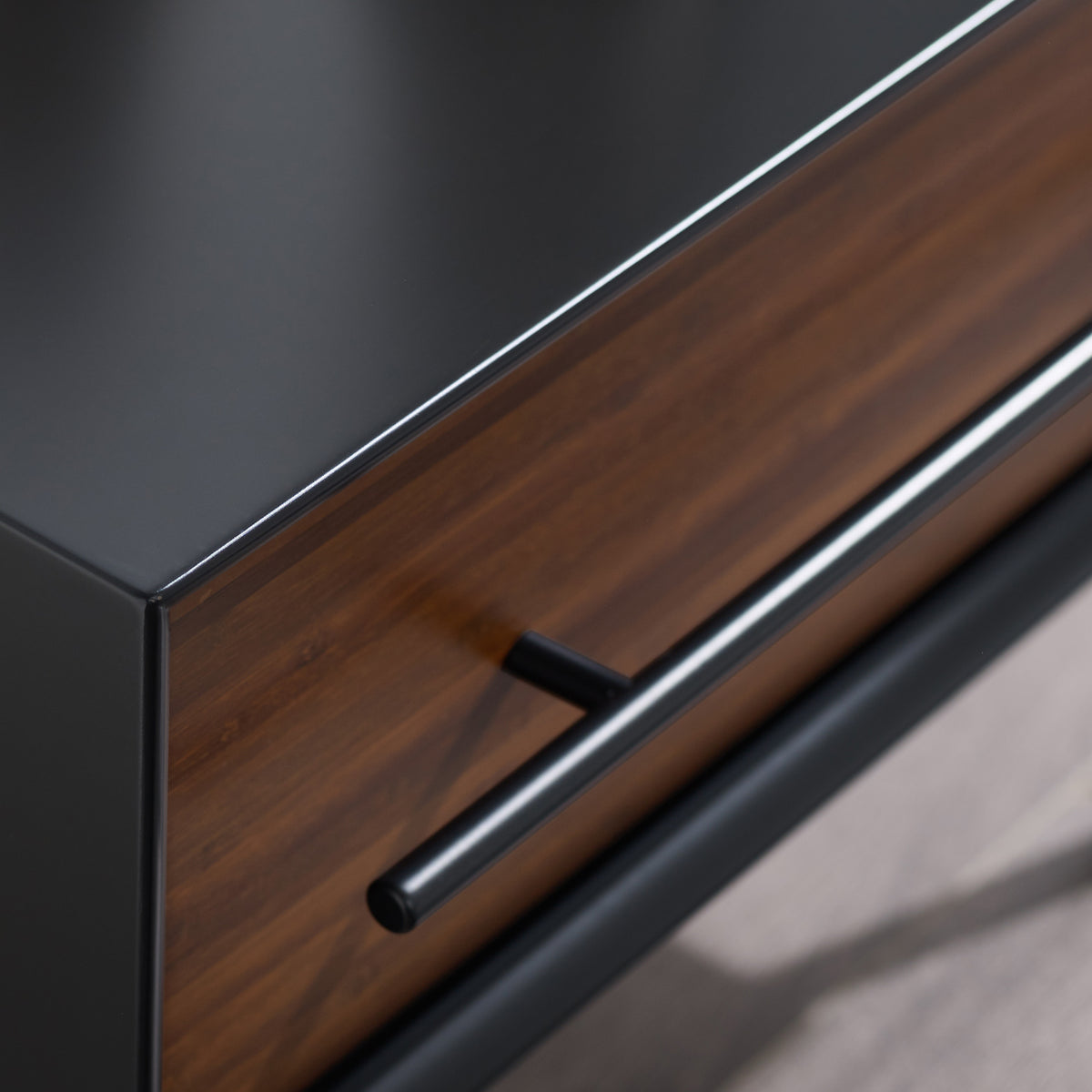 Park Avenue Ruby 1 Drawer Nightstand by Greenington, showing closeup view of park avenue ruby 1 drawer nighstand in live shot.