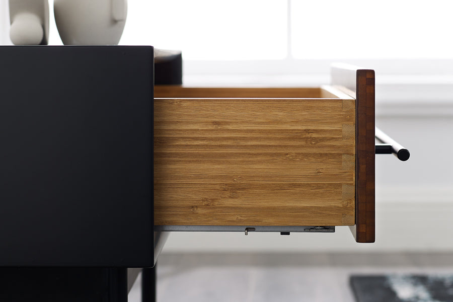 Park Avenue Ruby 1 Drawer Nightstand by Greenington, showing closeup view of park avenue ruby 1 drawer nighstand in live shot.