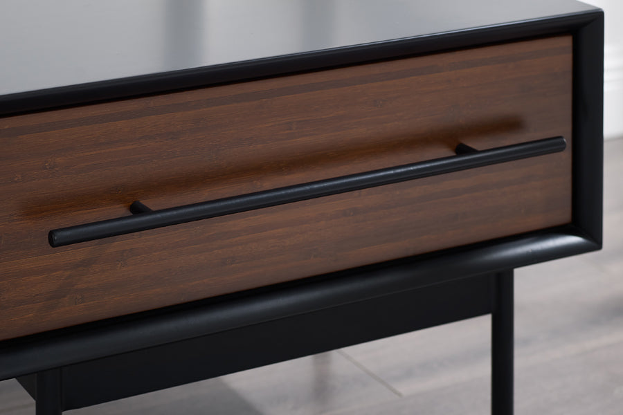 Park Avenue Ruby 1 Drawer Nightstand by Greenington, showing closeup view of park avenue ruby 1 drawer nighstand in live shot.