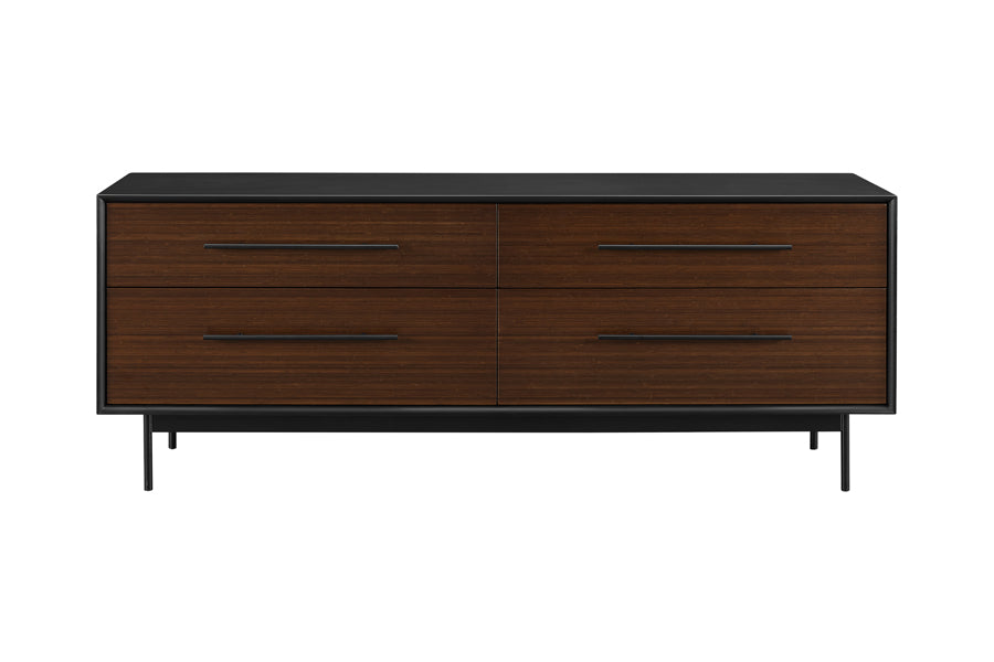 Park Avenue Ruby 4 Drawer Double Dresser by Greenington, showing front view of park avenue ruby 4 drawer double dresser in ruby wood.