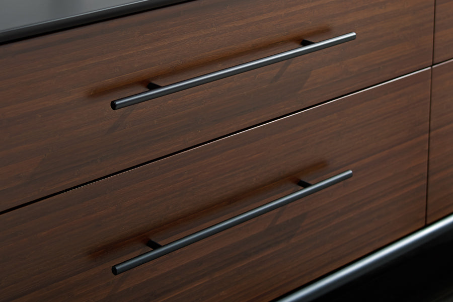 Park Avenue Ruby 4 Drawer Double Dresser by Greenington, showing closeup view of park avenue ruby 4 drawer double dresser in live shot.