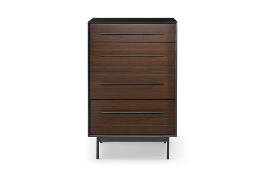 Park Avenue Ruby 4 Drawer High Chest by Greenington, showing front view of park avenue ruby 4 drawer high chest in ruby wood.