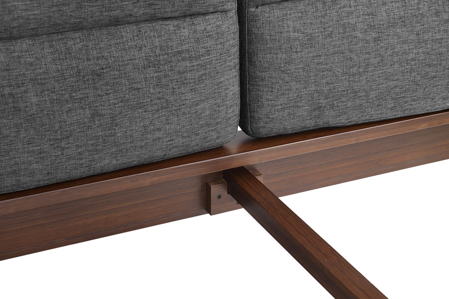 Park Avenue Ruby Platform Bed with Fabric by Greenington, showing park avenue ruby platform bed in ruby wood with fabric.