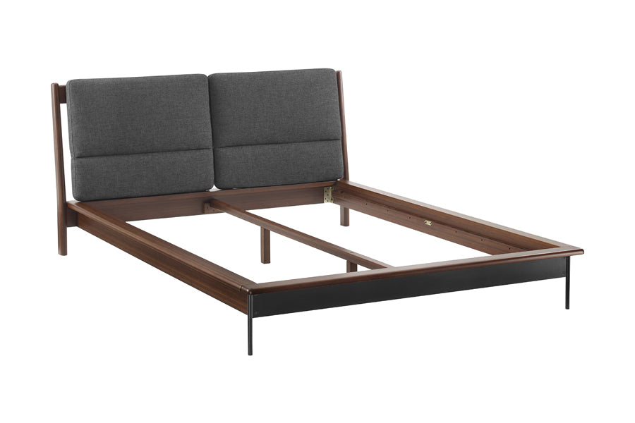 Park Avenue Ruby Platform Bed with Fabric by Greenington, showing angle view of park avenue ruby platform bed in ruby wood with fabric.