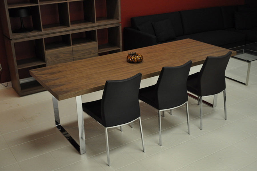 Pasha Metal Dining Chair by SohoConcept, shown in black leatherette.