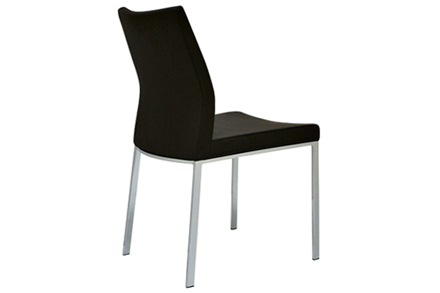 Pasha Metal Dining Chair by SohoConcept, shown in black leatherette.