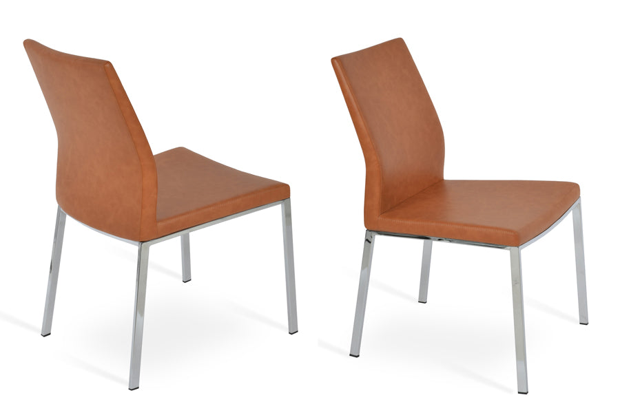 Pasha Metal Dining Chair by SohoConcept, showing two metal dining chairs together.