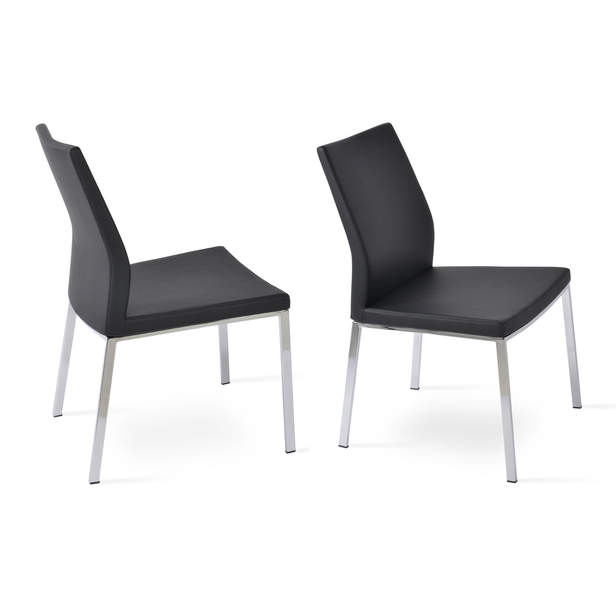 Pasha Metal Dining Chair by SohoConcept, showing two metal dining chairs together.
