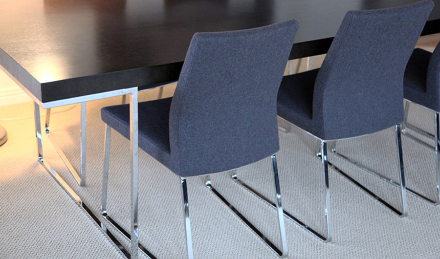 Pasha Sled Dining Chair by SohoConcept, showing back view of the chair.